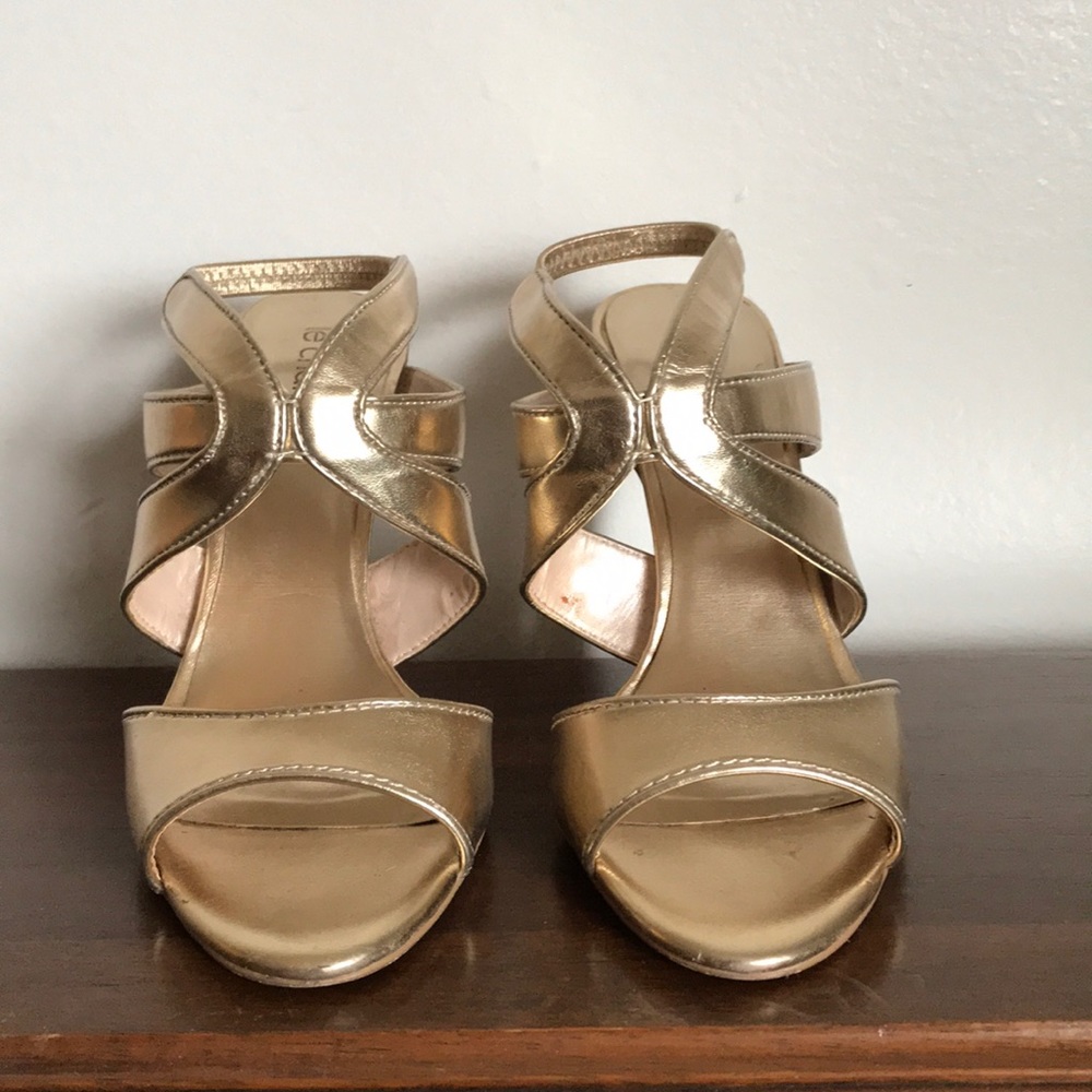 Gold high heels sandals